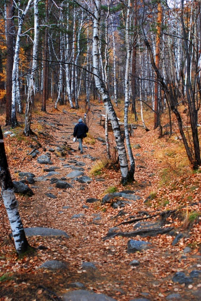 On the way to waterfall of Kyngyrga river in Arshan